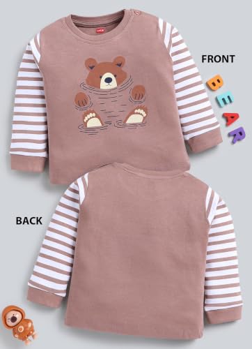 Image of LuvLap Baby Boys Regular Fit 100% Cotton Full Sleeves Boys T-Shirt Set Pack of 4