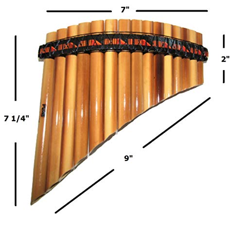 Pan Flute 15 Pipes Tunable Natural Bamboo From Peru Case Included (Brown) #TOP3