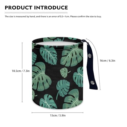 Image of Tropical Palm Leaves Car Trash Can Collapsible Back Seat, Front Console, Floor, or Hanging Headrest Waste Basket - Car Garbage Accessory Portable Car Trash Can Car Decoration