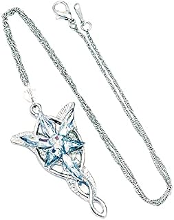 Bauqoo Arwen Necklace Vesper Star in Black Case Saga Lord Rings Gadgets Accessories Women Men Girl Pendant Silver Color Aragorn Girl Gift Idea Magic Fantasy Cosplay, medium, Metal, No Gemstone