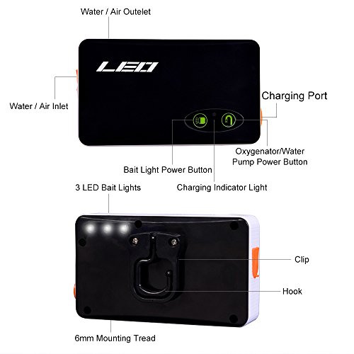 Oxigenador, Andoer 3 em 1 Mini Aquário Oxigenador Bomba de água Silent USB Recarregável Aerador de b