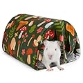 Guinea Pig Bed Rabbit Hideout, Soft Guinea Pig Tunnel with Curtains Washable Hamster Hideout Accessories for Small Pet