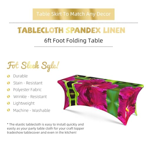 Housse extensible en élasthanne EdWal à fleurs d'hibiscus pour table 1m80
