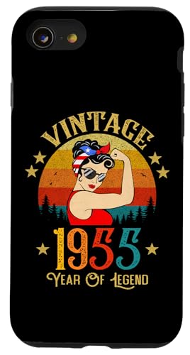 70歳の誕生日プレゼント 70歳 女性用 レトロ ヴィンテージ 1955 スマホケース iPhone SE (2020) / 7 / 8 用