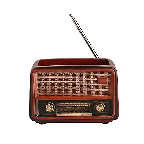 Image of Funny live 4.7 Inches Retro Radio Shape Desktop Decoration Resin Crafts Ornaments Home Office Personality Multi-purpose Succulent Plant Pot | Pen Holder (Dark Brown)