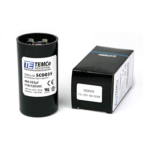 TEMCo 460-552 uF MFD CD60 Start Capacitor 110-125V AC Round | 50/60 Hz Motor Start Capacitor for HVAC, Compressor, Pump