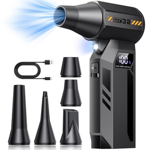 Compressed Air Duster, 150000 RPM Electric Air Duster,LED Display&Light | 80 M/S, Brushless Motor, Cordless, Lightweight, 4-Gear Adjustable, 5 Nozzles, Fast Charging for PC/Keyboard/Home/Outdoor/Car - image 1