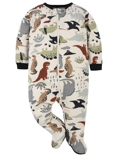 Gerber Baby-Jungen 4er-Pack Sleep'N Play Strampler und Kleinkind-Schlafanzüge, Red Dino, 0–3 Monate