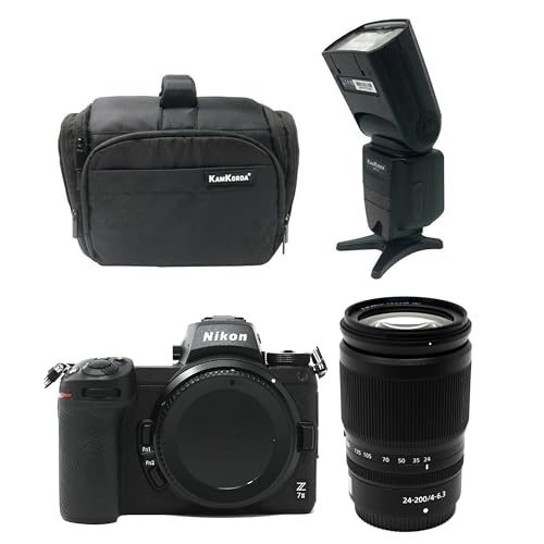 Image of KamKorda Camera Bag + Flash + Z7 II Mirrorless Digital Camera with Z 24-200mm f/4-6.3 Lens, 45.7MP FX-Format BSI CMOS Sensor, UHD 4K60 Video, Touchscreen LCD + 2 Year Warranty
