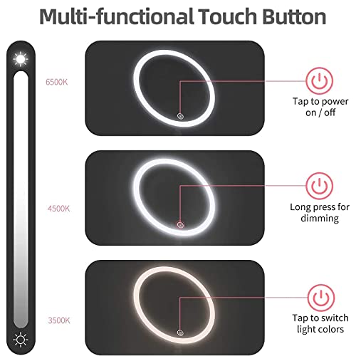 2023 New Extra Bright Makeup Mirror With 58 Led Lights,8.3" Desk Lighted Vanity Mirror,3-Color Dimmable Light Up Mirror,3" Mini Mirror 5X Magnetic Magnifying Mirror,Practical And Aesthetic,Pearl White #TOP3