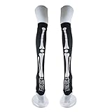 Halloween Socks Women Men Skeleton Skull Halloween Compression Socks Wide Calf Spooky Bone Cosplay Halloween Costume Socks Black Long Gothic Novelty Knee High Socks Funny Nurse Doctor Day Gifts Ideas