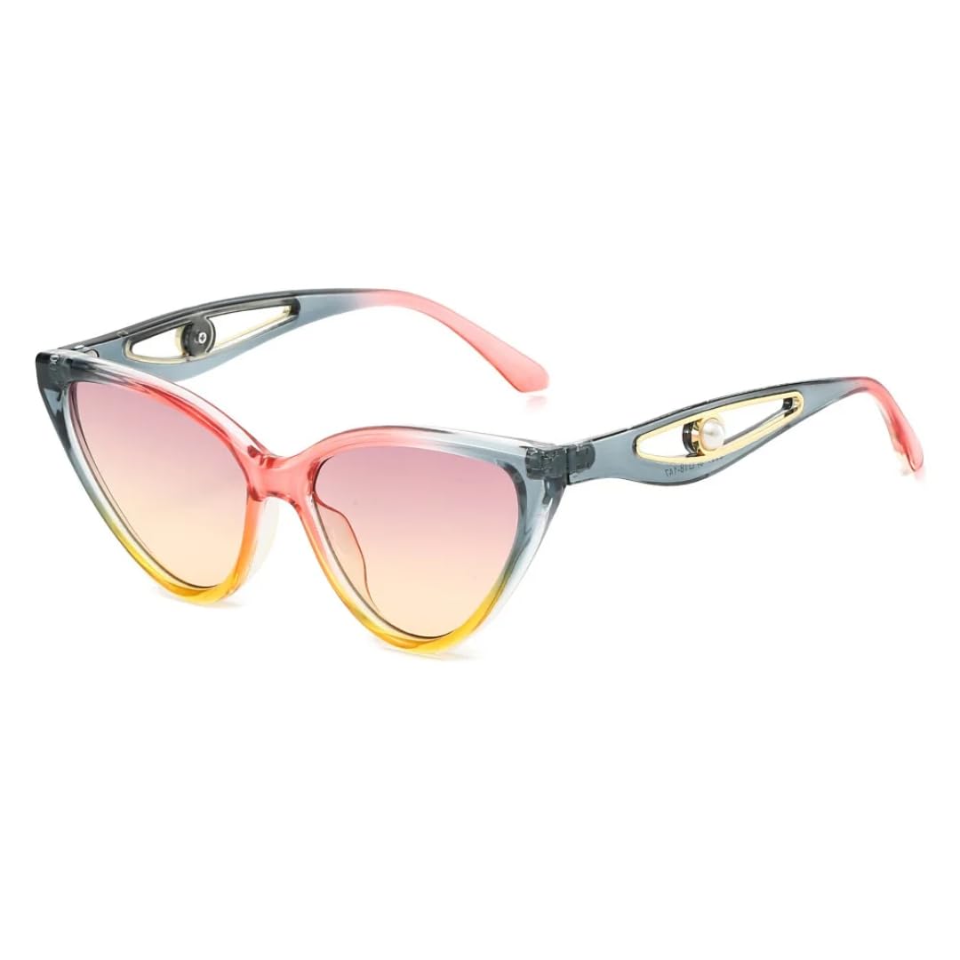 Occhiali da sole da donna di lusso con lenti sfumate multicolore e decorazione di perle, occhiali da sole alla moda da uomo, UV400