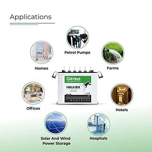 Image of Genus Hallabol GTT170 Tall Tubular 150 AH Inverter Battery for Home, Office or Solar Use, 60 Months Warranty, White