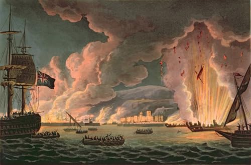 Tableaux peinture sur toile destruction flotte Toulon Whitcombe 60x90
