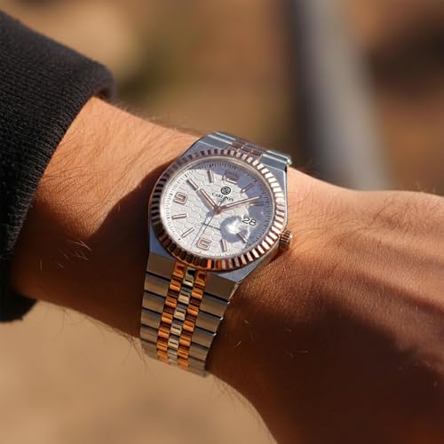 Image of Carlton London Rover Men Analog Watch, Round Dial, Stainless Steel Strap, Quartz Movement, 40 mm Case, Premium Wide Strap Design, 30M Water Resistant, Casual Formal Wear