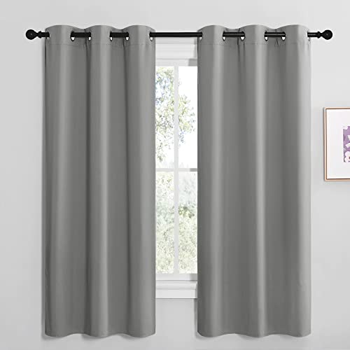 Image of NICETOWN Thermal Insulated Grommet Blackout Curtains, Kids Window Drape Panel for Nursery, Privacy Short Curtains (Silver Grey, 2 Panels, W42 x L68 -Inch)