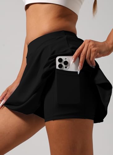 Women's Tennis Skirt with Built-in Shorts – High Waist Athletic Skirt with Pocket for Running Golf and Workouts