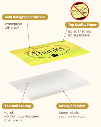 Image of Phomemo 2.25 inchx1.25 inch Gold Direct Thermal Labels, 500 Labels /Roll