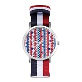 ZMYAPQO Red White Blue Stars and Stripes American Flag Watches for Men
