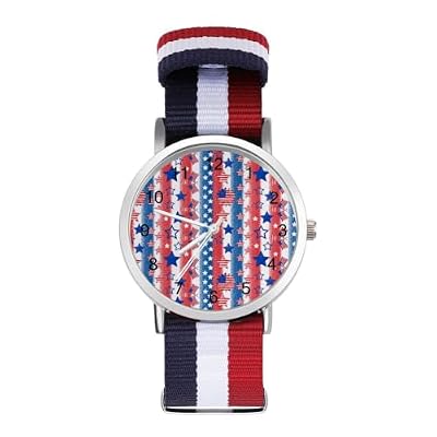 ZMYAPQO Red White Blue Stars and Stripes American Flag Watches for Men