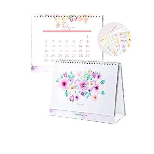 Calendario de Mesa 2023 - Bloom - Un diseño diferente por mes - Dos Páginas: una página de calendario y otra de planificador - Papel de 210 gr - Medidas: 23 x 17,5 cm - Takenote
