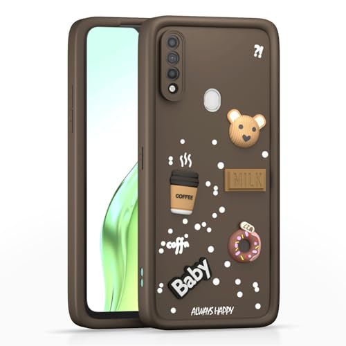 Image of Pikkme Back Cover for Oppo A31 | Cute Fun Cartoon 3D Bear Silicone Full Body Protection Bumper Case (Brown)
