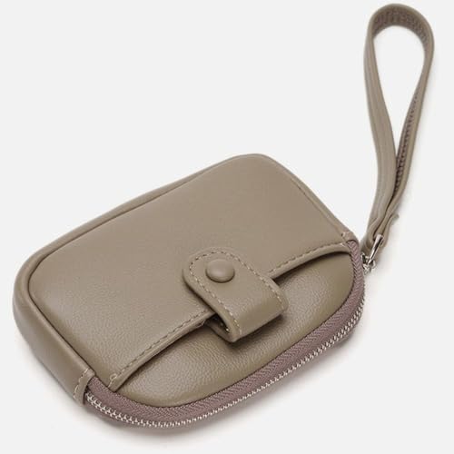 Small Item Bag, PU Leather Small Womens Wallet, Mini Portable Wallet with Wrist Lanyard, Compact Zipper Coin Purse Pocket Card Holder4