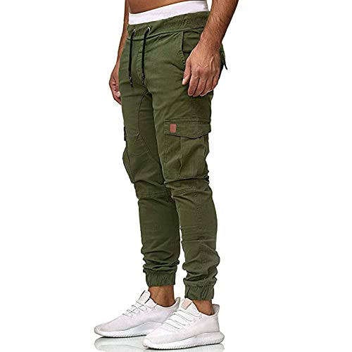 Mens Cargo Pants Casual Drawstring Athletic Jogger Sports Outdoor Trousers with Pockets4