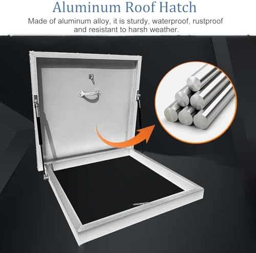 Heavy-Duty Weatherproof Roof Hatch 24x24in - Secure Skylight Access Door, Anti-Theft Maintenance Cover, Durable Roof Access Solution for Easy Inspections and Repairs