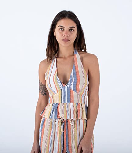 Hurley Kylie Peplum Halter Top Chemise Femme sans manches col dos nu fluide