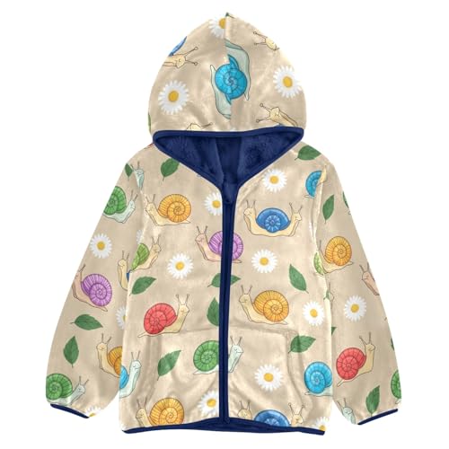 CHIFIGNO Colorful Snails Beige Boys Winter Jacket, Toddler Boy Zip up Jacket Warm for Fall Winter Spring 3T