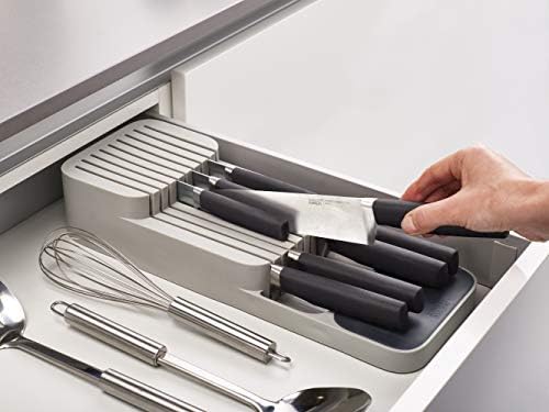 Joseph Joseph 85142 DrawerStore Compact 2-Tier Knife Organiser-White/Green, One Size
