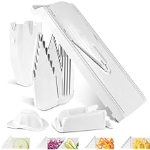 Borner Vegetable Slicer V3 Professional Set Multifunctional & Adjustable Vegetable V-Slicer For Slices, Julienne, Dices Stainless Steel V-Blade Kitchen Slicer Set Color White