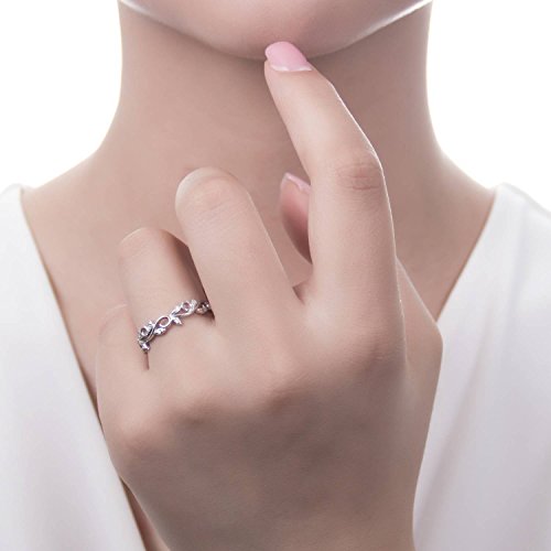 Berricle Sterling Silver Leaf Cubic Zirconia Cz Filigree Fashion Ring For Women, Rhodium Plated Size 10 #TOP4