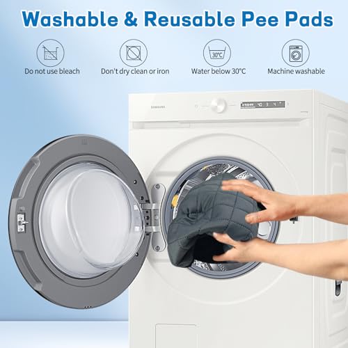 Image of Washable Pee Pads for Dogs (2 Pack) - Large, Waterproof Reusable Puppy Training Pads for Crate, Bed, Travel, Incontinence, Dog Potty Mat for Puppies (Grey) (27.5 inchX39 inch)