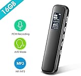 [page_title]-Digitales Diktiergerät, iRULU 16GB Digitaler Voice Recorder; HD-Stereo-PCM-Rauschunterdrückungsrekorder mit Wiedergabe und Sprachaktivierung für Doppelmikrofon-Diktiergerät