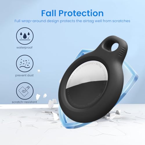 Image of ZORBES 2Pcs Silicone AirTag Holder with Nylon Strap Waterproof Silicone AirTag Holder for Keychain,Pets,Items Bag Backpack Luggage No Black+White