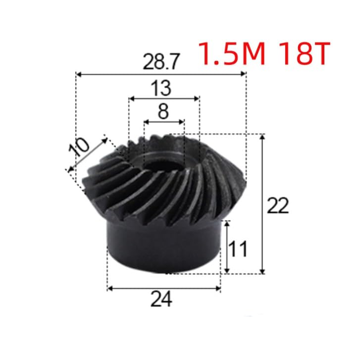 Bevel Gear Pinion Hardware Mechanical 2pcs 45# Steel 1.5M 18T Spiral Bevel Gear M1.5 Modulus 1:1 8mm Process Hole 90 Degrees Differential Gear Same Ratio Diameter
