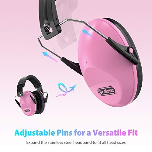 Noise Cancelling Ear Muffs: Dr.meter Em100 27Nrr Kids Noise Cancelling Headphones With Adjustable Headband - Ear Muffs For Noise Reduction For Mowing, Sleeping And Studying - Pink #TOP1