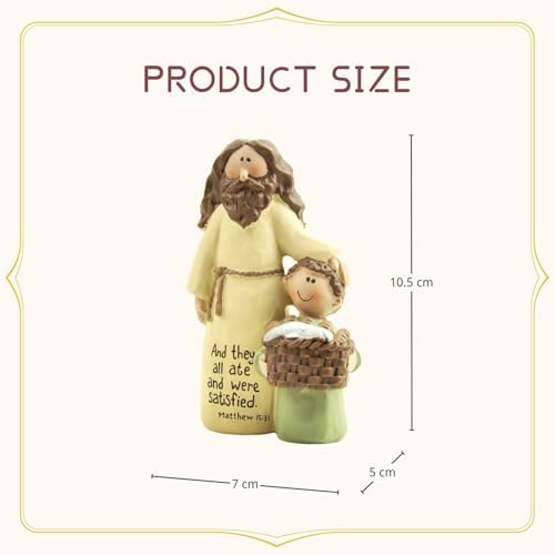 Jesus and Boy Figurine, Resin Christian Statue with Bible Verse Matthew 15:37, Inspirational Jesus Decor for Home, Sunday School and Children's Ministry, 4.13 inch — view 4