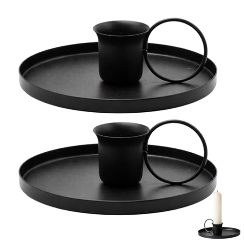 argtnayk 2 pièces bougeoir Noir en Fer forgé, Chandelier Design scandinave Minimaliste, Porte Bougie Solide Anti-éraflure, décoration de Table Maison et...