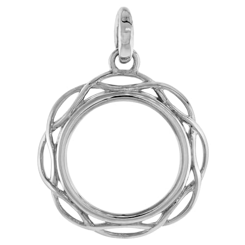 Sterling Silver Braided Edge Penny Bezel Pendant for 19 mm Coins Prong Back 1 Cent Coin NOT Included2