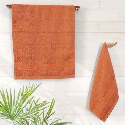Image of Layers 100% Cotton Face Towels | 450 GSM Soft & Highly Absorbent | Aqua Plush Collection | Pack of 12 Super Soft Towels for Men & Women | 30 x 30 cm - Brown