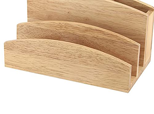 apollo THE HOUSEWARES BRAND Letter Rack Pen Tidy, Organiser, Stand, Hevea Wood, Great Idea, Size: 23x14x12cm, Natural - Image 3
