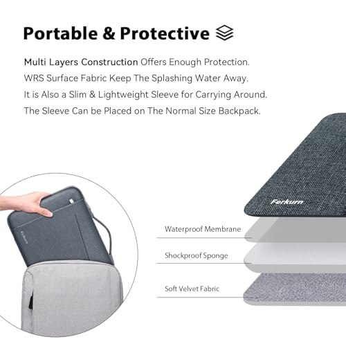 Ferkurn Laptop Case Sleeve for Men Women Chromebook Case Compatible with MacBook Air/Pro Lenovo Surface HP Dell ASUS Acer, 13.3 inch, Gray - Thumbnail 3