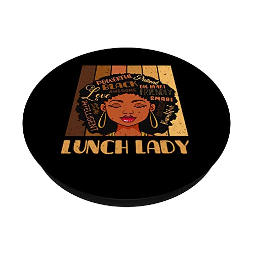 Lunch Lady Afro African American Black Woman Retro Vintage PopSockets Swappable PopGrip - Image 2