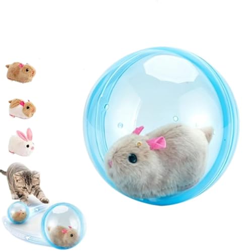 ocpcrn Self-Rolling Interactive Cat Ball，Electric Hamster Running Rolling Ball Toy, Cute Pet Rotating Toys, Rotate 360 Degrees, Hamster Running Exercise Balls, for Cats Dogs Chasing(Blue)