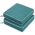 MIULEE 19 x 19 x 3 Inch Outdoor Chair Cushions,Waterproof Seat Cushions for Patio Furniture Garden with Ties Patio Chair Cushions Set of 2,Turquoise