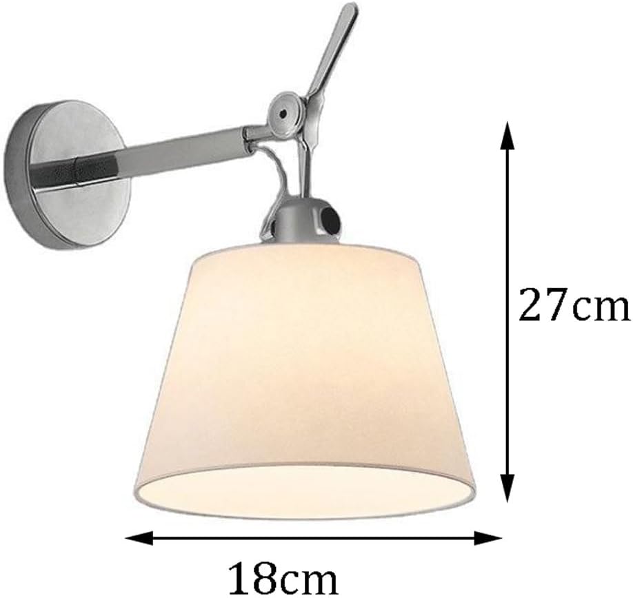 Nordic Reading Room Wall Mounted Light Rotatable Bedroom Art Decor Wall Sconce Post-Modern Vintage Retro Wall Light White Fabric Nursery Wall Light Fixture for Kid's Children Bedside