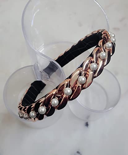 Image of Elegant&Exclusive Women's Fashion Chain Stones Hairbands /Headbands from Our Embellished Collection Useful for Girls & Women (Rosegold Thick Chain)